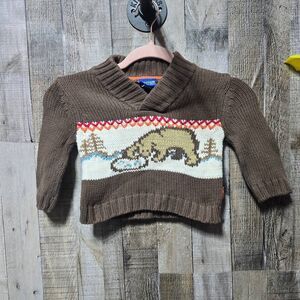 Genuine Kids Oshkosh Vintage Brown Polar Bear Knit Sweater